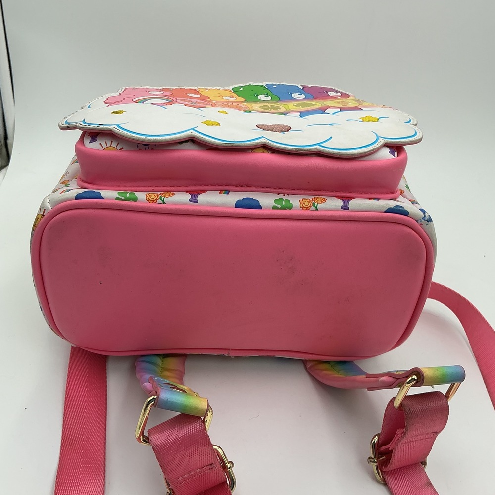 Loungefly Care Bears Rainbow Mini Backpack White Pink Faux Leather - Picture 7 of 11